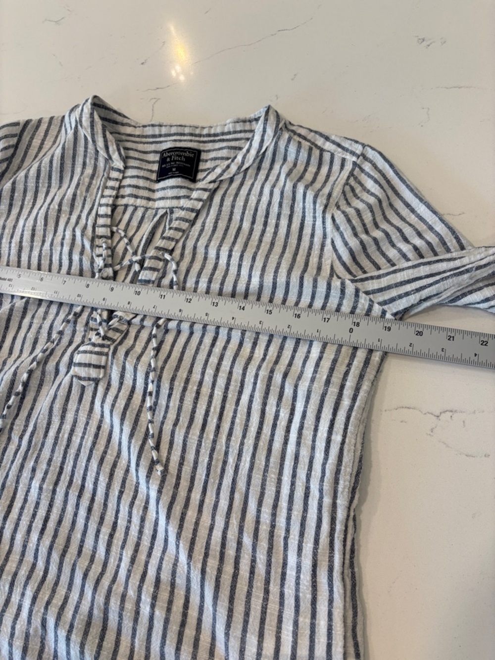 Abercrombie & Fitch Striped Cotton Top Medium Boho Coastal Tie Detail - Picture 5 of 8
